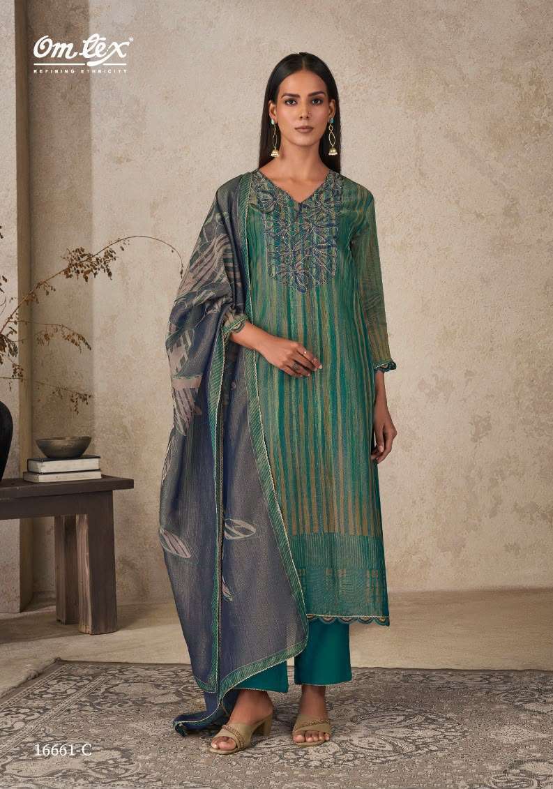 AARIKA SERIES 1661 BY OMTEX DESIGNER DIGITAL PRINTED WITH EMBROIDERY AND HAND WORK SUITS ARE AVAILABLE AT WHOLESALE PRICE
