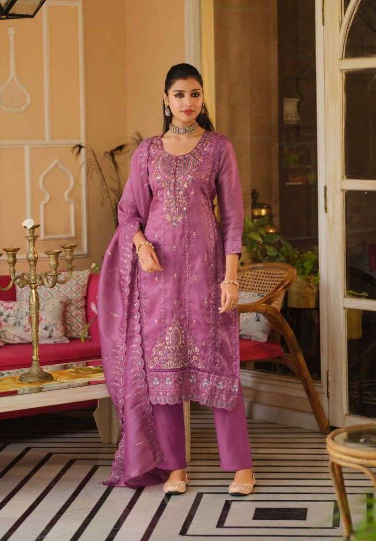 AAROHI GOLD SERIES 2443 TO 2445 BY ZAVERI DESIGNER BEADS EMBROIDERY WORK SHIMMER SILK READYMADE SUITS ARE AVAILABLE AT WHOLESALE PRICE