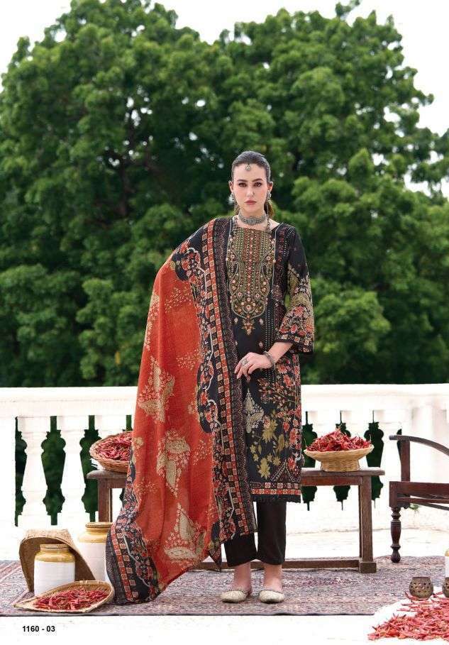 AARZU VOL-36 SERIES 1160 BY ROMANI DESIGNER PRINTED AND WORK SOFT COTTON READYMADE SUITS ARE AVAILABLE AT WHOLESALE PRICE