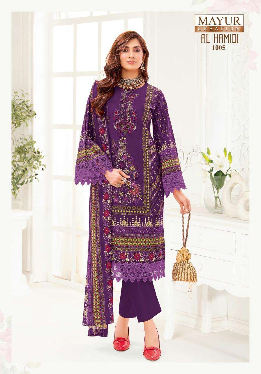 AL HAMNIDI VOL-1 SERIES 1001 TO 1008 BY MAYUR DESIGNER PRINTED COTTON SUITS ARE AVAILABLE AT WHOLESALE PRICE
