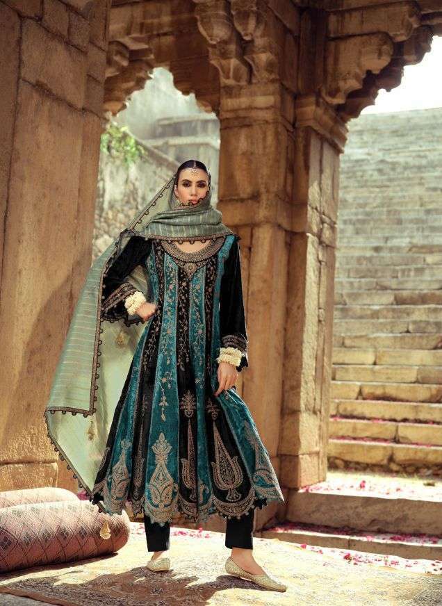 ANARKALI VOL-3 SERIES 27101 TO 27106 BY IBIZA DESIGNER EMBROIDERY AND HAND WORK VISCOSE VELVET SUITS ARE AVAILABLE AT WHOLESALE PRICE