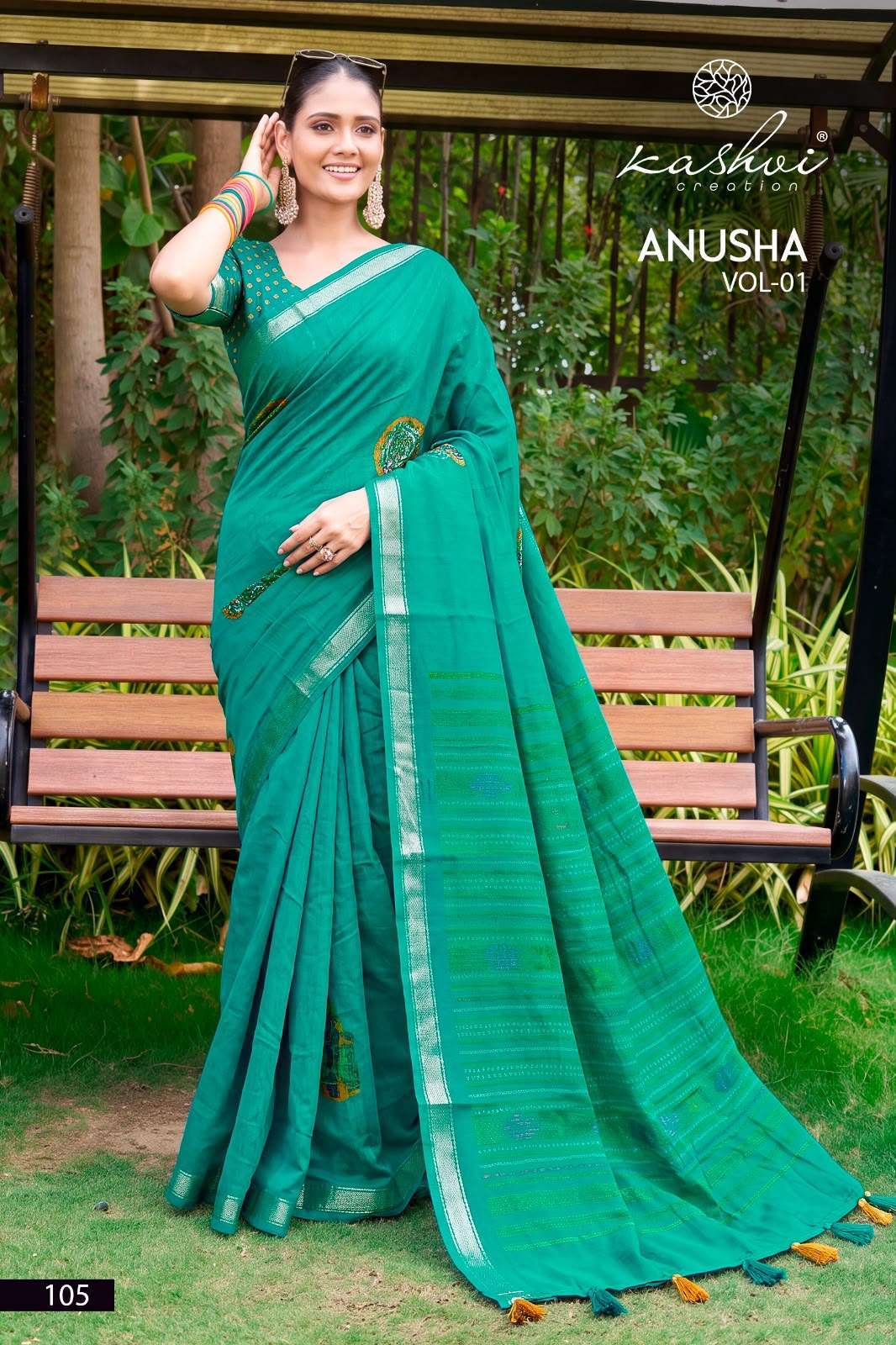 ANUSHA VOL-1 SERIES 101 TO 108 SAREE BY KASHVI DESIGNER JACQUARD BORDER VISCOSE SATIN SAREE ARE AVAILABLE AT WHOLESALE PRICE 