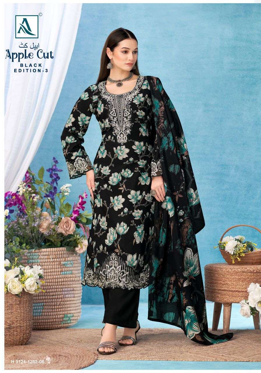 APPLE CUT EDITION-3 SERIES 3124 BY ALOK SUITS DESIGNER FOIL PRINT AND EMBROIDERY WORK VISCOSE RAYON SUITS ARE AVAILABLE AT WHOLESALE PRICE