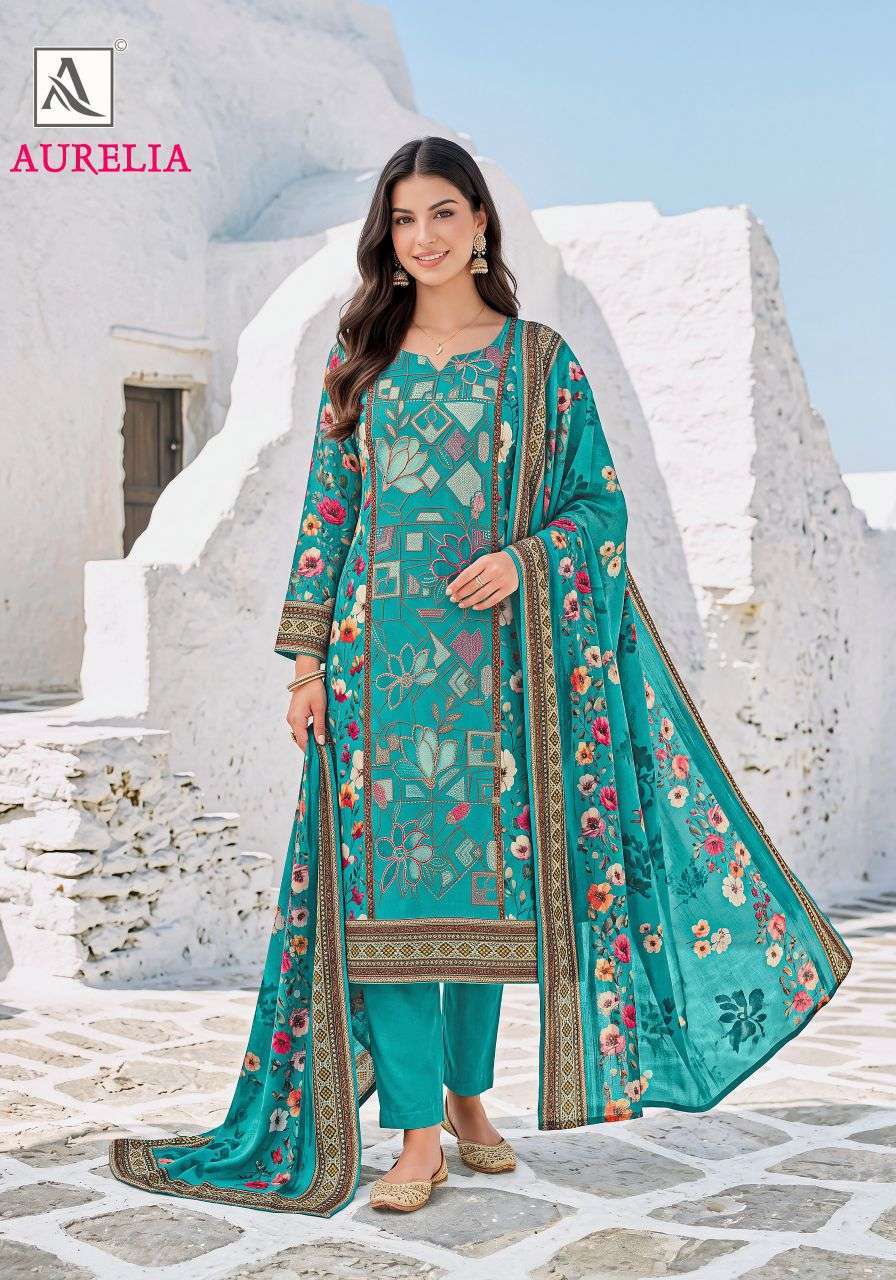 AURELIA SERIES 1214 BY ALOK SUITS DESIGNER PRINTED AND EPLIC WORK VISCOSE MUSLIN SUITS ARE AVAILABLE AT WHOLESALE PRICE