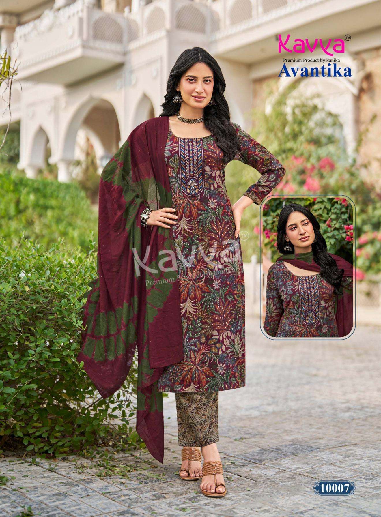 AVANTIKA VOL-10 SERIES 10001 TO 10010 BY KAVYA DESIGNER PRINTED CAPSUL KURTI WITH BOTTOM AND DUPATTA ARE AVAILABLE AT WHOLESALE PRICE