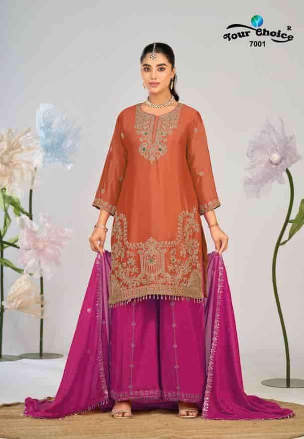 AVEN SERIES 7001 TO 7002 BY YOUR CHOICE DESIGNER CHINON READYMADE SUITS ARE AVAILABLE AT WHOLESALE PRICE