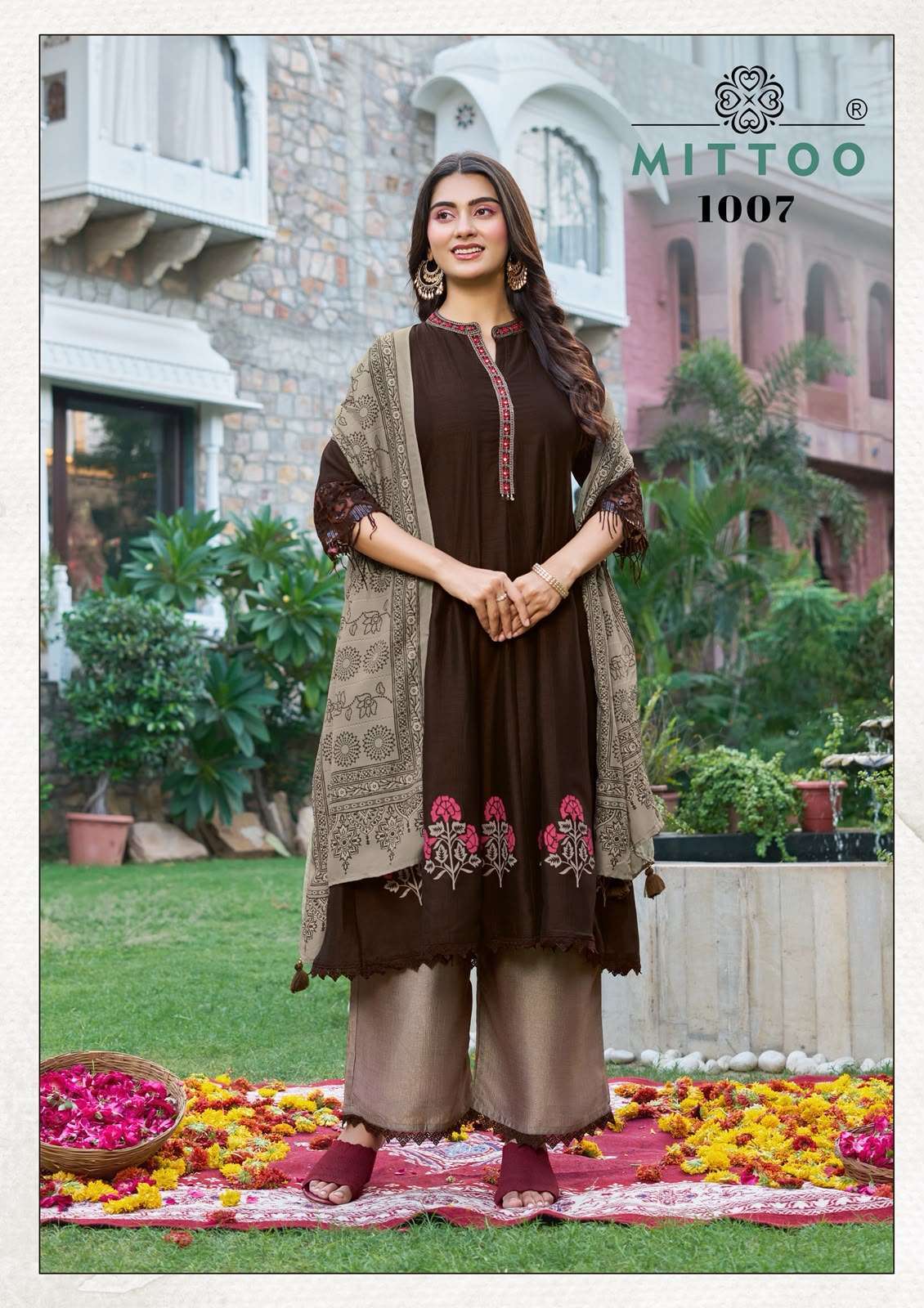 BAARATI VOL-2 SERIES 1005 TO 1008 BY MITTO DESIGNER HAND WORK AND THREAD WORK VICHITRA SILK TOP WITH BOTTOM AND DUPATTA ARE AVAILABLE AT WHOLESALE PRICE