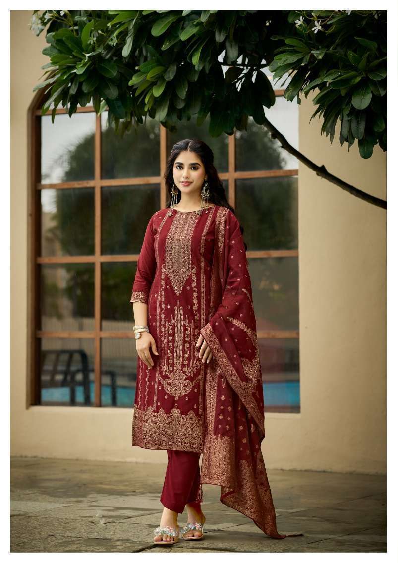 BANARASI ADHA VOL-15 SERIES 118 BY AZARA RADHIKA DESIGNER WITH WORK COTTON JACQUARD SUITS ARE AVAILABLE AT WHOLESALE PRICE