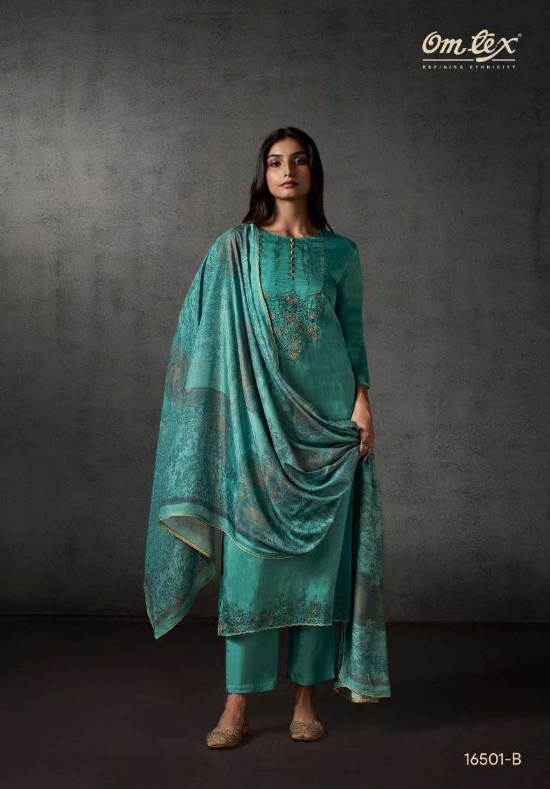 BHAVIKA SERIES 16501 BY OMTEX DESIGNER DIGITAL PRINTED AND EMBROIDERY WORK DUTCH SILK SUITS ARE AVAILABLE AT WHOLESALE PRICE