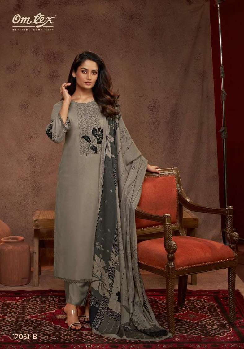 BRISA SERIES 17031 BY OMTEX DESIGNER EMBROIDERY WORK PASHMINA SUITS ARE AVAILABLE AT WHOLESALE PRICE