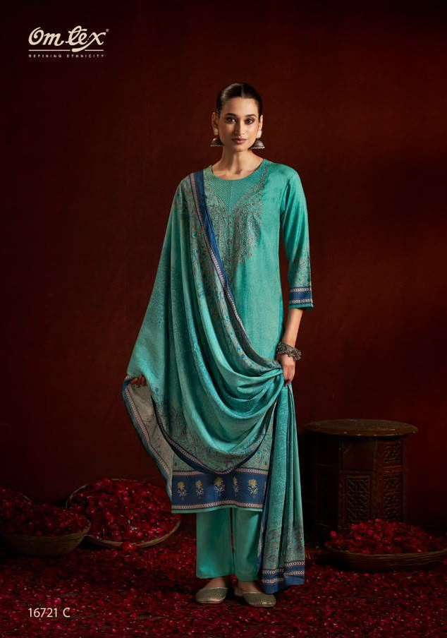 CERYS SERIES 16721 BY OMTEX DESIGNER DIGITAL PRINTED AND EMBROIDERY WORK PASHMINA SUITS ARE AVAILABLE AT WHOLESALE PRICE
