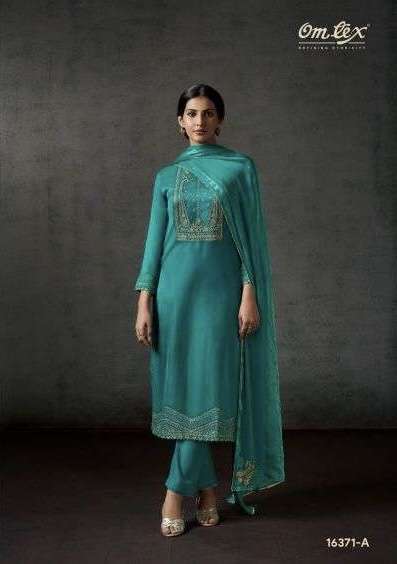CHAITALI SERIES 16371 BY OMTEX DESIGNER EMBROIDERY WORK RAW SILK SUITS ARE AVAILABLE AT WHOLESALE PRICE 