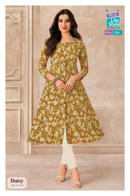 DAISY VOL-5 SERIES 504 TO 513 KURTI BY MCM DESIGNER PRINTED COTTON KURTIS ARE AVAILABLE AT WHOLESALE PRICE