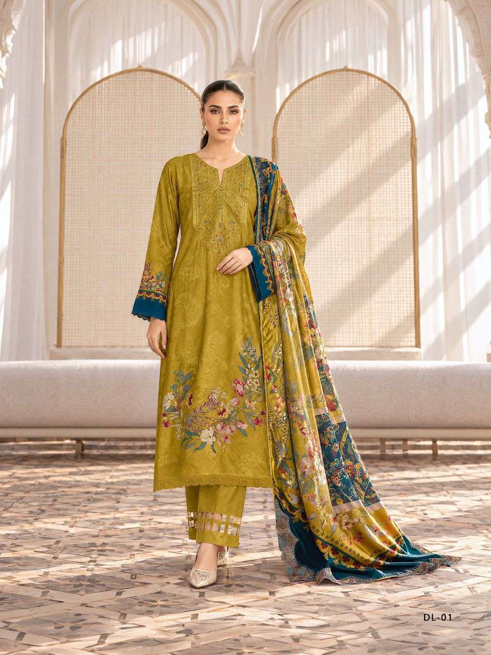 DILNASHEEN SERIES 01 TO 05 BY VARSHA DESIGNER DIGITAL PRINTED AND EMBROIDERY WORK VISCOSE PASHMINA SUITS ARE AVAILABLE AT WHOLESALE PRICE 