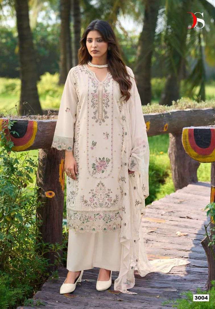 ELAF EXCLUSIVE VOL-3 SERIES 3001 TO 3004 BY DEEPSY DESIGNER SELF EMBROIDERY WORK LAWN SUITS ARE AVAILABLE AT WHOLESALE PRICE