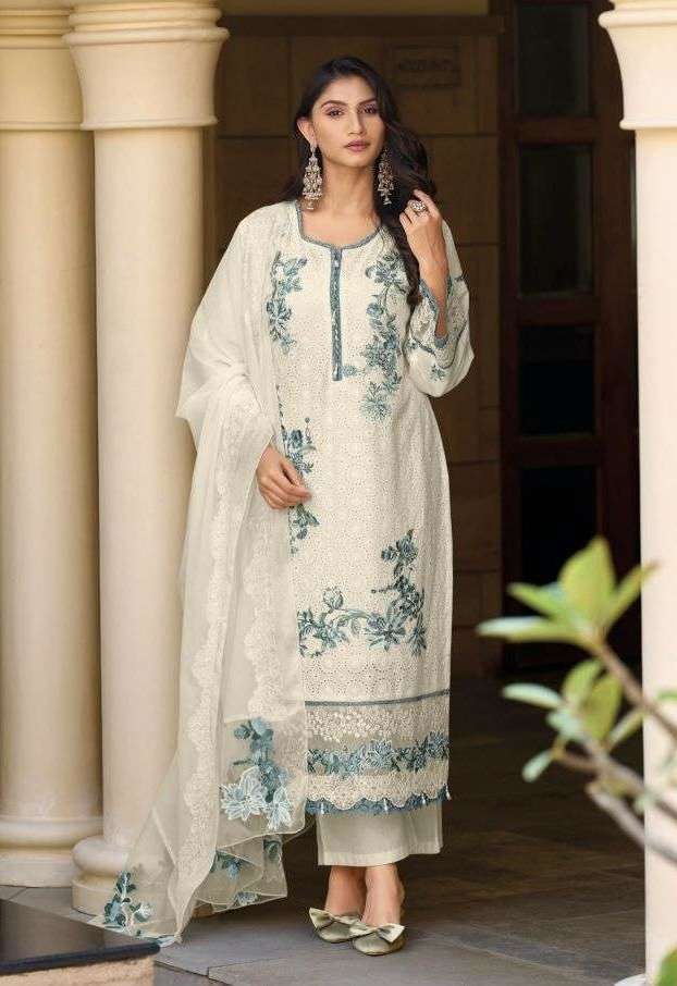 ELAF PREMIUM VOL-12 SERIES 1201 TO 1204 BY DEEPSY DESIGNER CHICKEN WORK WITH SELF EMBROIDERY WORK COTTON SUITS ARE AVAILABLE AT WHOLESALE PRICE 