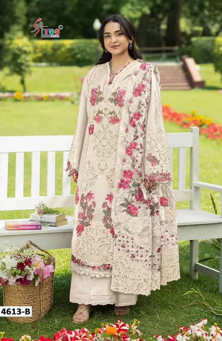 ELAF PREMIUM VOL-2 COLOR COLLECTION SERIES 4613 BY SHREE FABS DESIGNER SELF EMBROIDERY WORK COTTON SUITS ARE AVAILABLE AT WHOLESALE PRICE