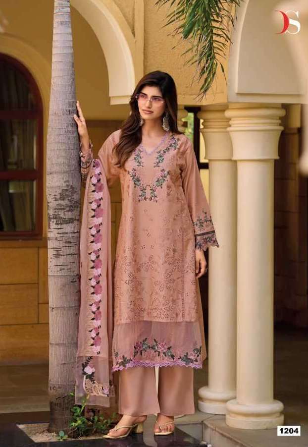 ELAF VOL-12 SERIES 1201 TO 1206 BY DEEPSY DESIGNER SELF EMBROIDERY WORK COTTON SUITS ARE AVAILABLE AT WHOLESALE PRICE
