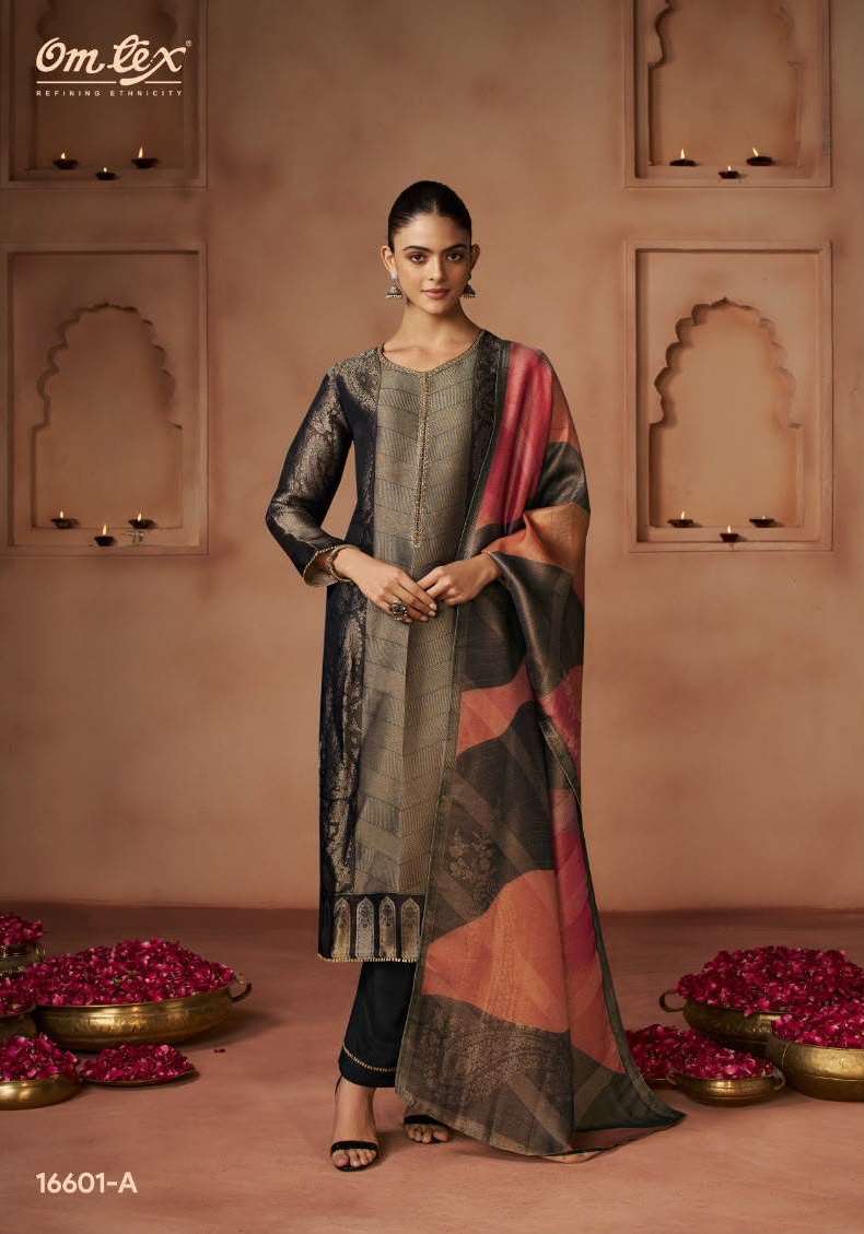 EVARA SERIES 16601 BY OMTEX DESIGNER HAND WORK SILK JACQUARD SUITS ARE AVAILABLE AT WHOLESALE PRICE