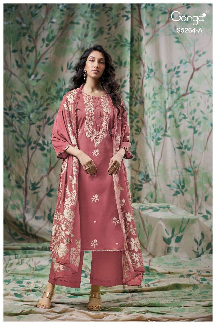 FLOSSIE SERIES 5264 BY GANGA DESIGNER PRINTED WITH HAND WORK AND HAND EMBROIDERY SUITS ARE AVAILABLE AT WHOLESALE PRICE
