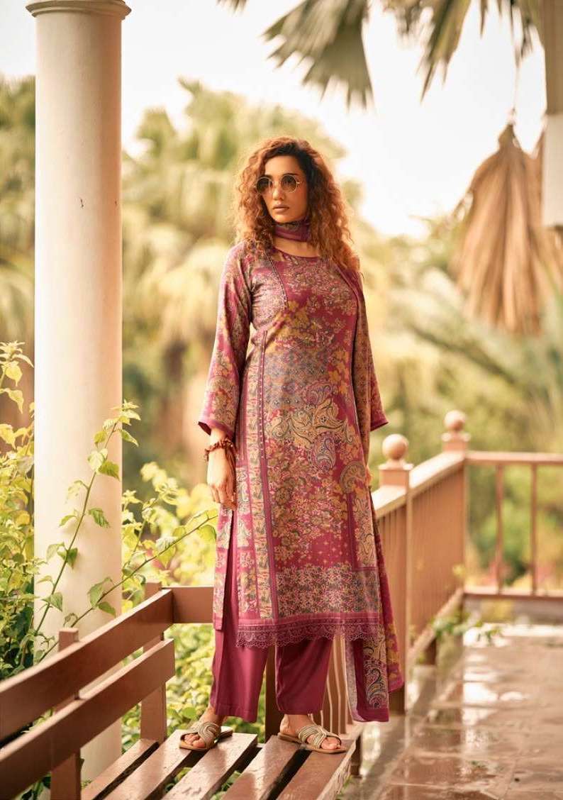 GARDEN MIST SERIES 95001 TO 05994 BY KESAR DESIGNER DIGITAL PRINTED AND WORK VISCOSE PASHMINA SUITS ARE AVAILABLE AT WHOLESALE PRICE