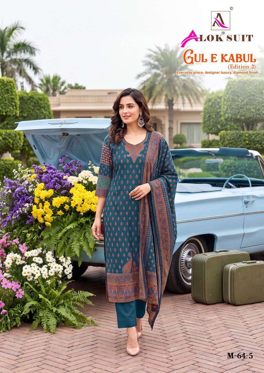 GUL E KABUL VOL-2 SERIES 1001 TO 1006 BY ALOK SUITS DESIGNER WORK VISCOSE ALPINE SUITS ARE AVAILABLE AT WHOLESALE PRICE