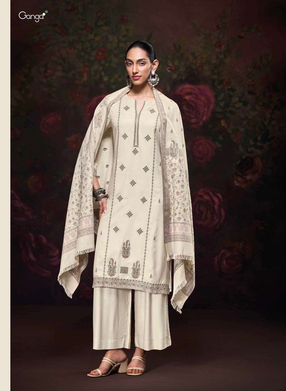 IKTARA SERIES C2346 TO C2351 BY GANGA DESIGNER PRINTED WITH EMBROIDERY AND SCHIFFLI EMBROIDERY WORK PASHMINA SUITS ARE AVAILABLE AT WHOLESALE PRICE