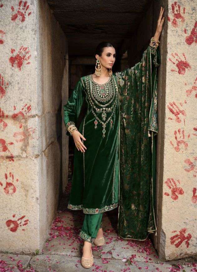 ISHQ E HAQIQI SERIES 27041 TO 27044 BY IBIZA DESIGNER BEADS AND HAND WORK VISCOSE VELVET SUITS ARE AVAILABLE AT WHOLESALE PRICE 