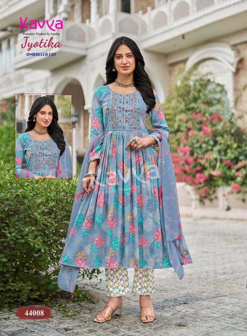 JYOTIKA VOL-44 SERIES 44001 TO 44010 BY KAVYA DESIGNER PRINTED CAPSULE KURTI WITH BOTTOM AND DUPATTA ARE AVAILABLE AT WHOLESALE PRICE