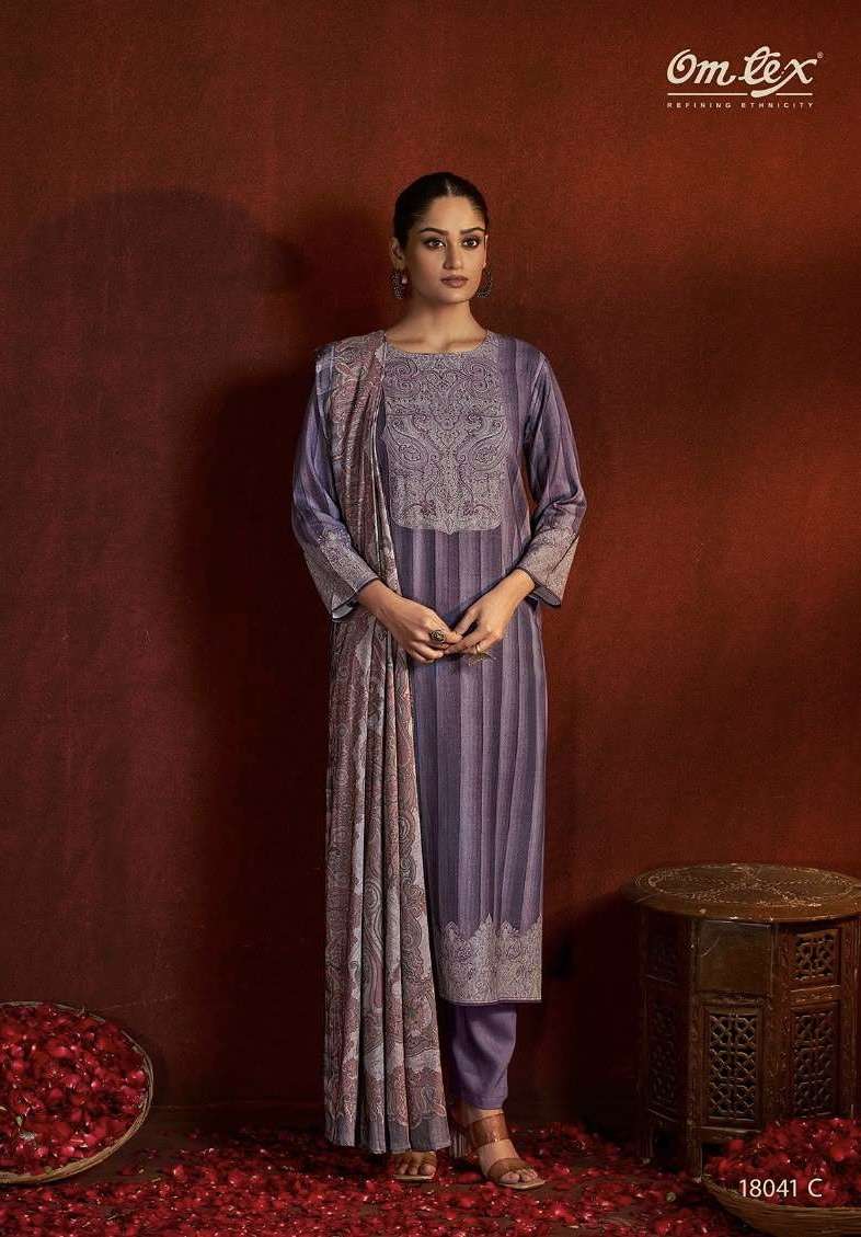 KAVEESHA SERIES 18041 BY OMTEX DESIGNER DIGITAL PRINTED AND HAND WORK PASHMINA SUITS ARE AVAILABLE AT WHOLESALE PRICE 