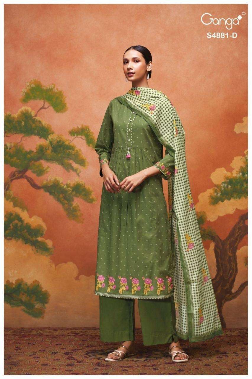 KIVIKA SERIES 4881 BY GANGA DESIGNER HAND WORK COTTON SUITS ARE AVAILABLE AT WHOLESALE PRICE