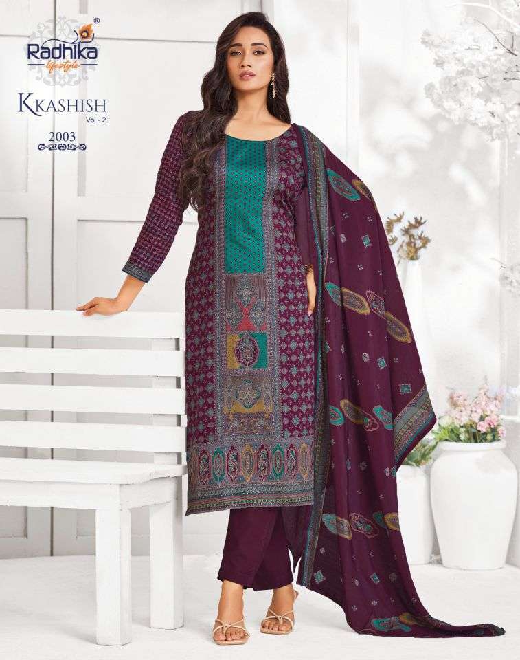 KKASHISH VOL-2 SERIES 2001 TO 2008 BY RADHIKA LIFESTYLE DESIGNER FOIL PRINT AND WORK JAM TOP WITH B OTTOM AND DUPATTA ARE AVAILABLE AT WHOLESALE PRICE