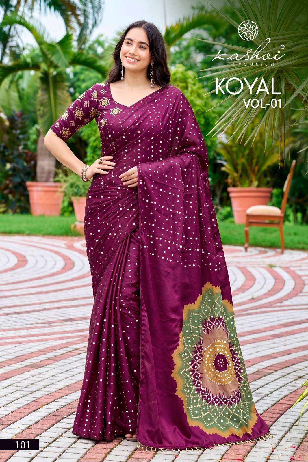 KOYAL VOL-1 SERIES 101 TO 108 SAREE BY KASHVI DESIGNER MIRROR WORK JAPAN SATIN SAREE ARE AVAILABLE AT WHOLESALE PRICE