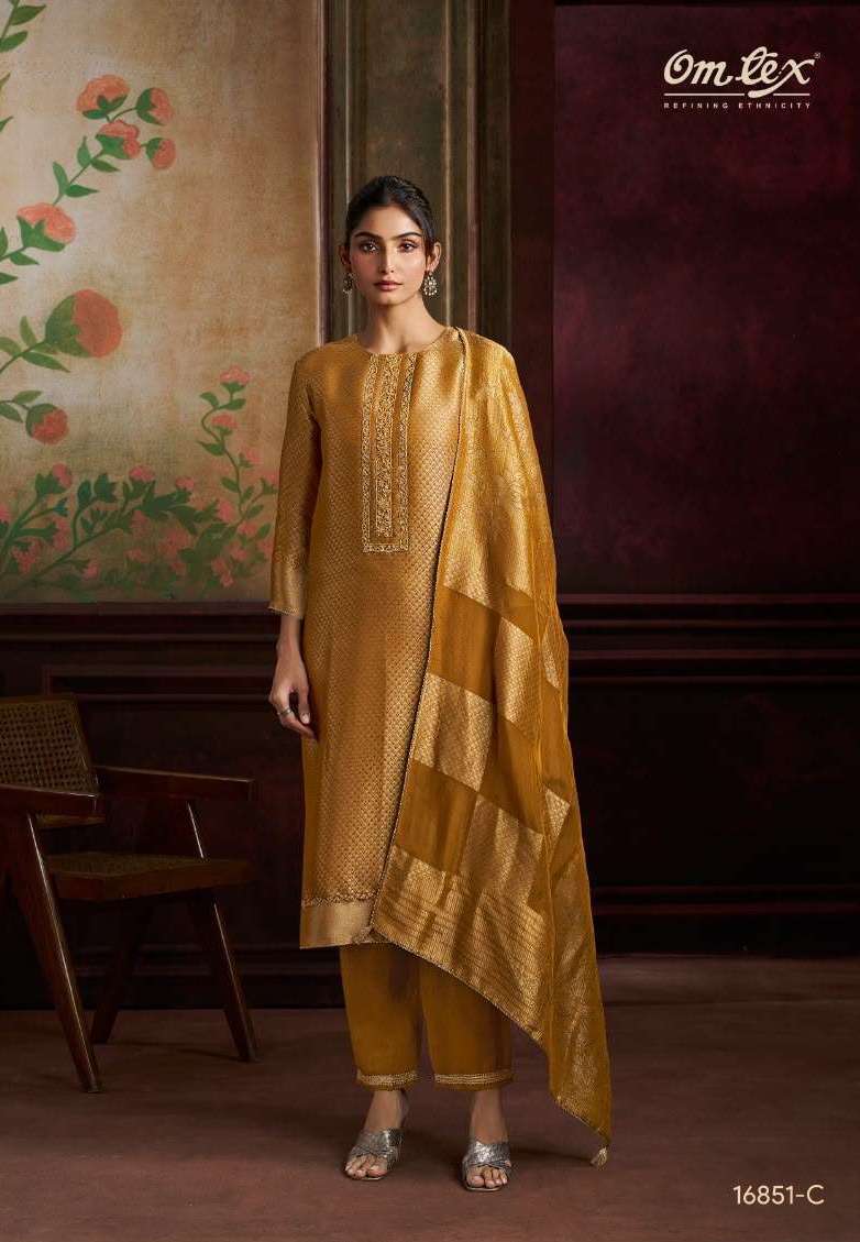 MAELLE SERIES 16851 BY OMTEX DESIGNER EMBROIDERY LACE SILK JACQUARD SUITS ARE AVAILABLE AT WHOLESALE PRICE