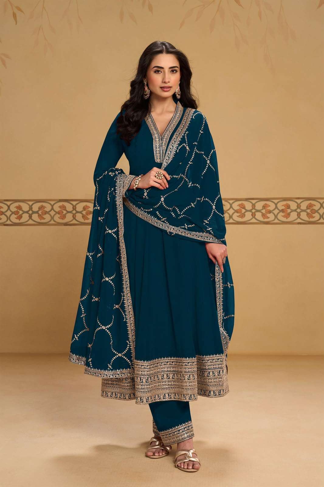 MEHFIL SERIES 7709 BY GULKAYRA DESIGNER EMBROIDERY WORK GEORGETTE READYMADE SUITS ARE AVAILABLE AT WHOLESALE PRICE