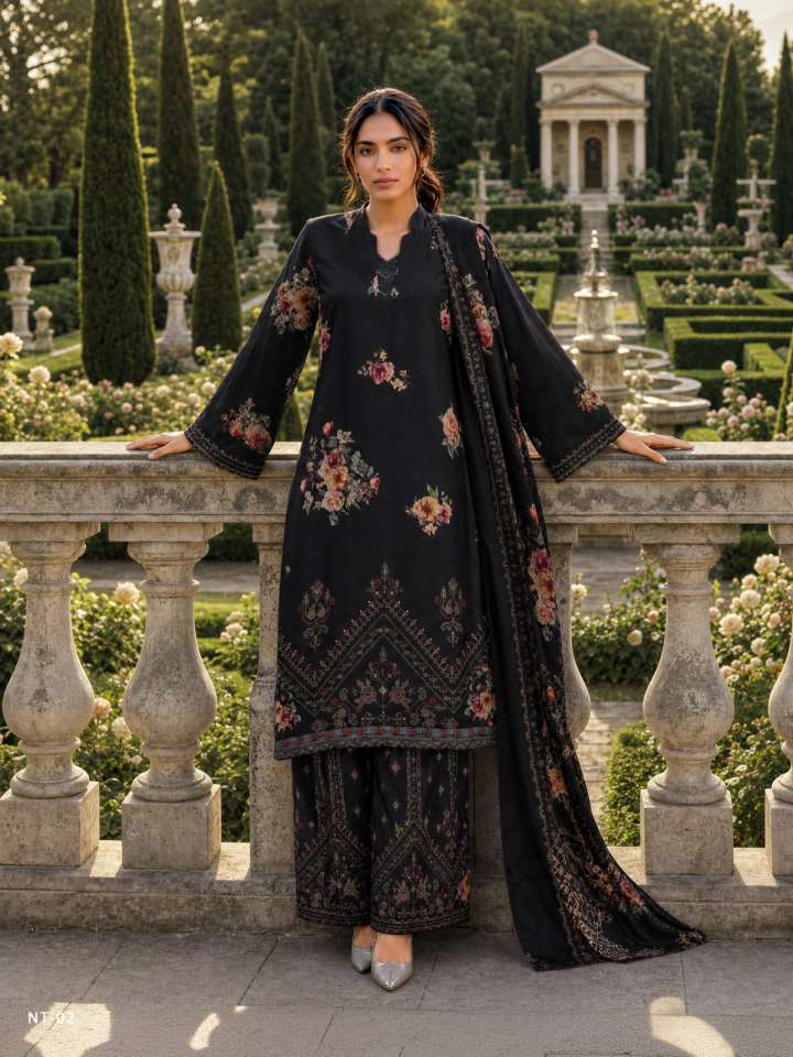 NOCTURNE SERIES 01 TO 04 BY VARSHA DESIGNER DIGITAL PRINTED AND EMBROIDERY WORK VISCOSE PASHMINA SUITS ARE AVAILABLE AT WHOLESALE PRICE