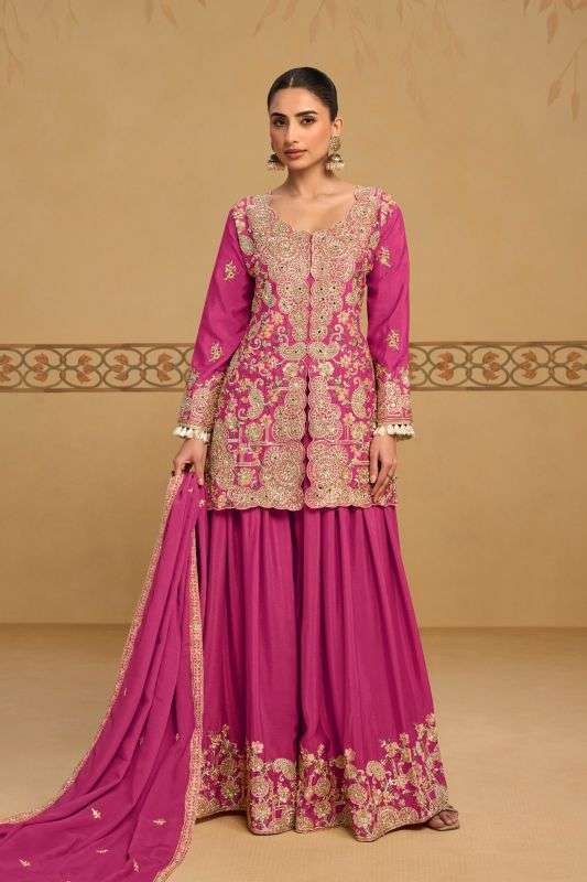 PANGHAT SERIES 7713 BY GULKAYRA DESIGNER EMBROIDERY WORK CHINON READYMADE SUITS ARE AVAILABLE AT WHOLESALE PRICE 