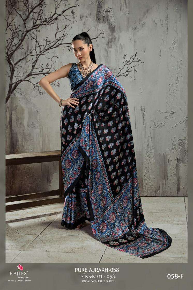 PURE AJRAKH VOL-58 SERIES 058 BY RAJTEX DESIGNER AJRAKH PRINTED MODAL SATIN SAREE ARE AVAILABLE AT WHOLESALE PRICE