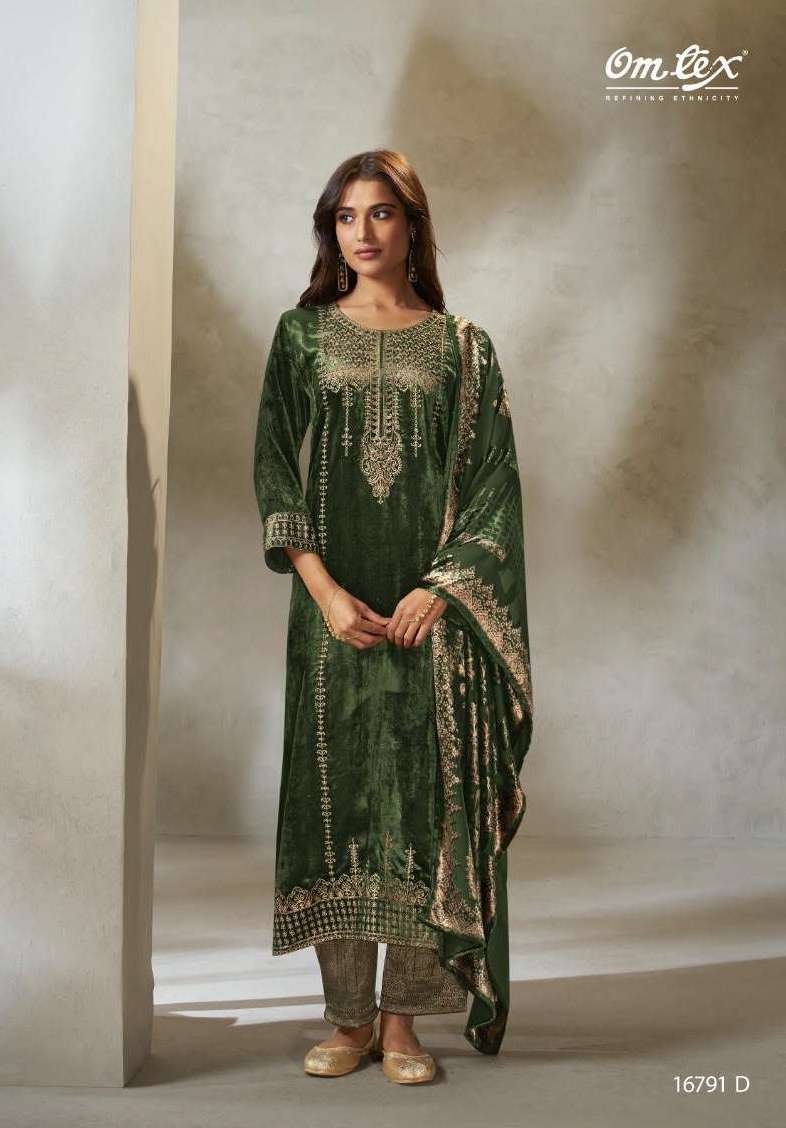 RITHA VOL-49 SERIES 16791 BY OMTEX DESIGNER EMBROIDERY WORK VISCOSE VELVET SUITS ARE AVAILABLE AT WHOLESALE PRICE