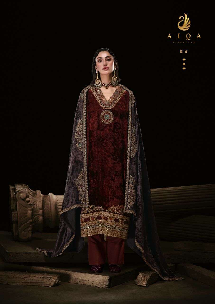 ROYAL CHAPTER SERIES 1 TO 6 BY AIQA DESIGNER FANCY WORK VISCOSE VELVET SUITS ARE AVAILABLE AT WHOLESALE PRICE