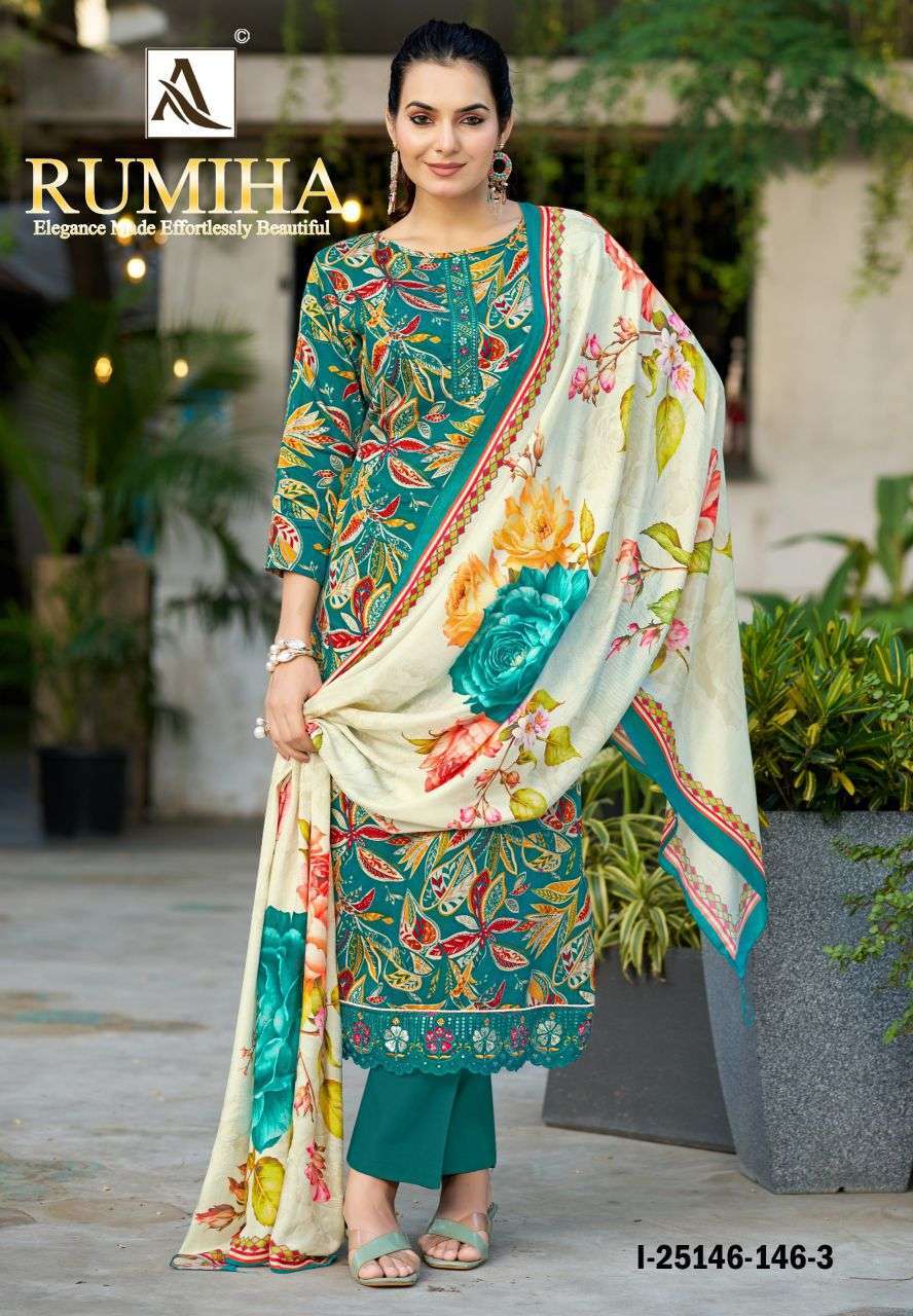 RUHIMA SERIES 25146 BY ALOK SUITS DESIGNER DISCHARGE PRINT AND EMBROIDERY WORK ZAM SUITS ARE AVAILABLE AT WHOLESALE PRICE