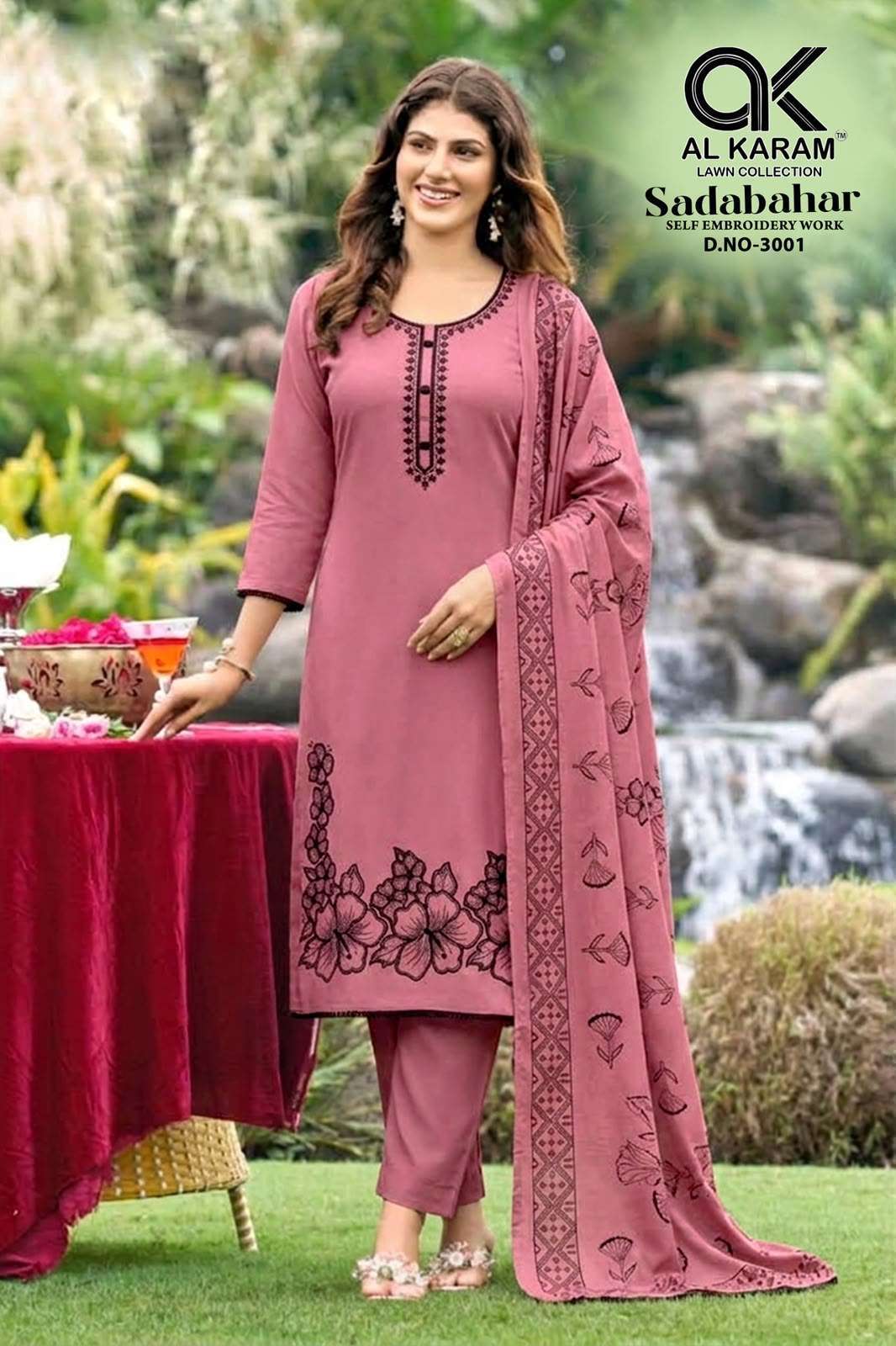 SADABAHAR VOL-3 SERIES 3001 TO 3004 BY GULL AAHMED DESIGNER EMBROIDERY WORK RAYON SUITS ARE AVAILABLE AT WHOLESALE PRICE