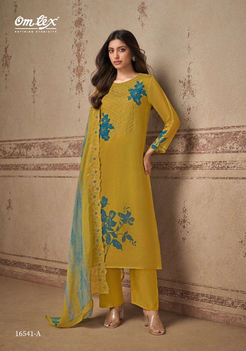 SELENE SERIES 16541 BY OMTEX DESIGNER DIGITAL PRINT AND EMBROIDERY WORK ORGANZA TWILL SUITS ARE AVAILABLE AT WHOLESALE PRICE