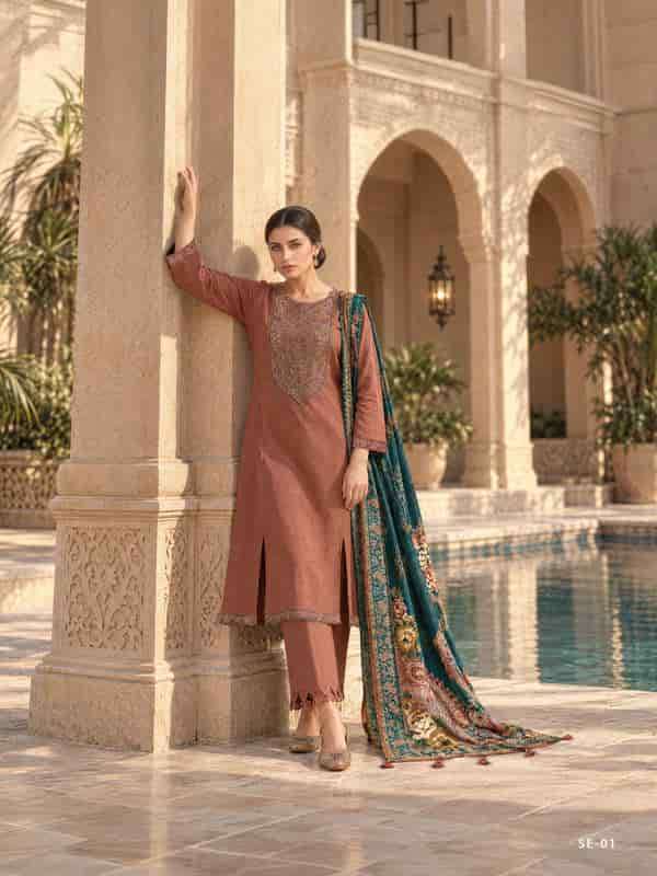 SERA SERIES 01 TO 04 BY VARSHA DESIGNER NECK WORK LINEN SUITS ARE AVAILABLE AT WHOLESALE PRICE