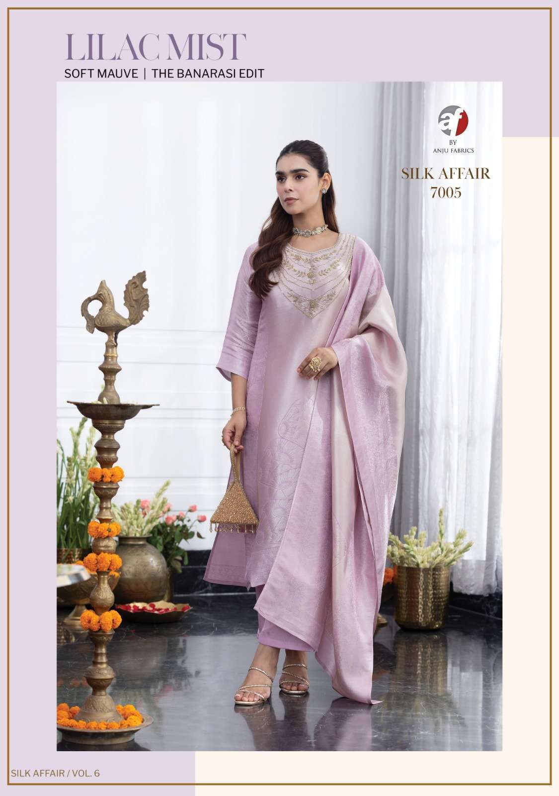 SILK AFFAIR VOL-6 SERIES 7001 TO 7005 BY ANJU FABRICS DESIGNER HAND WORK SILK JACQUARD KURTI WITH BOTTOM AND DUPATTA ARE AVAILABLE AT WHOLESALE PRICE