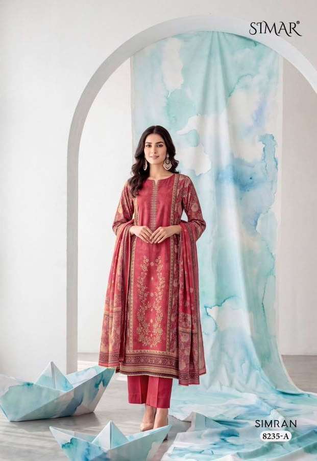 SIMRAN SERIES 8235 BY SIMAR DESIGNER DIGITAL PRINTED AND EMBROIDERY WORK VISCOSE CORDUROY SUITS ARE AVAILABLE AT WHOLESALE PRICE
