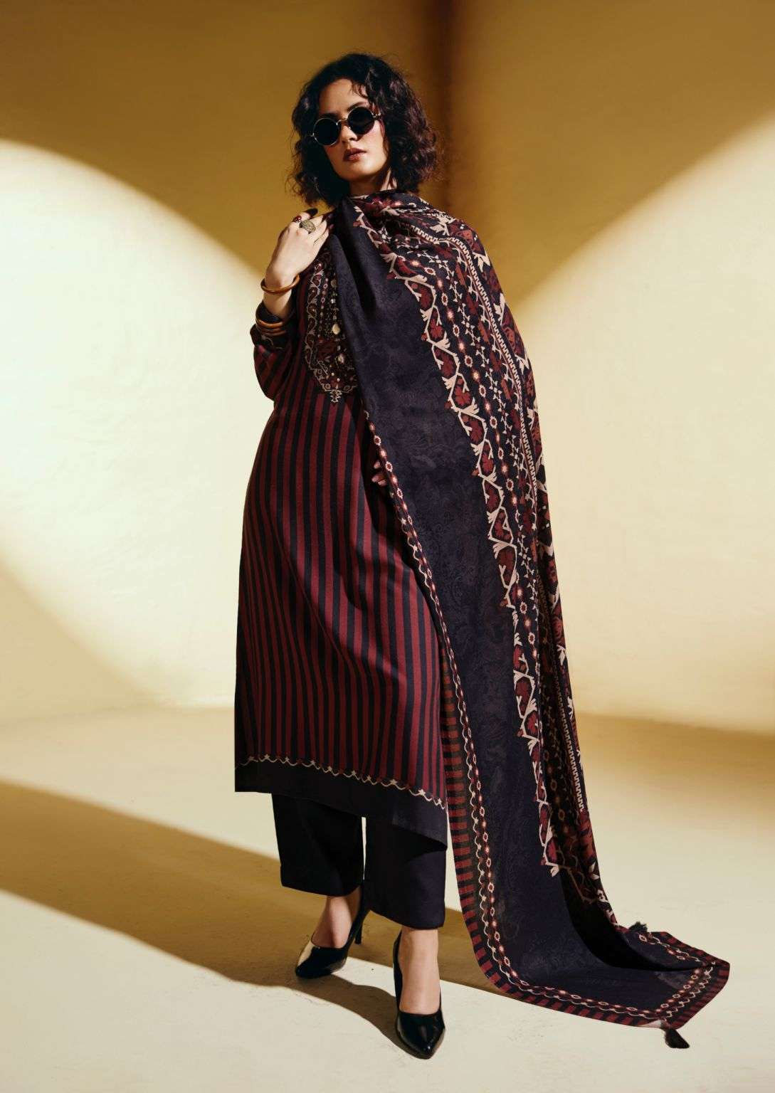 SOFI SERIES 12025 TO 12030 BY SADHANA DESIGNER PRINTED AND KHATLI WORK VISCOSE PASHMINA SUITS ARE AVAILABLE AT WHOLESALE PRICE