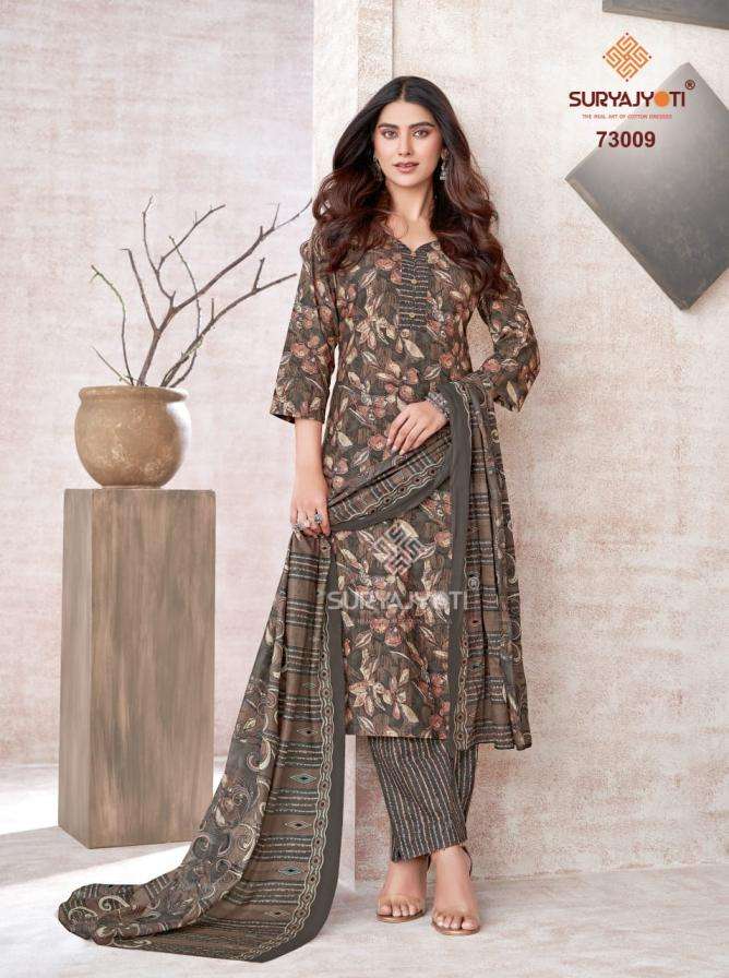 TRENDY COTTON VOL-73 SERIES 73001 TO 73020 BY SURYAJYOTI DESIGNER PRINTED COTTON SUITS ARE AVAILABLE AT WHOLESALE PRICE