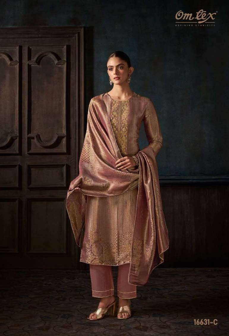 VIANI SERIES 16631 BY OMTEX DESIGNER EMBROIDERY AND HAND WORK JACQUARD SILK SUITS ARE AVAILABLE AT WHOLESALE PRICE