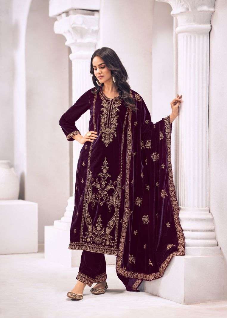 VILORA SERIES 9111 BY SIMAR DESIGNER EMBROIDERY WORK PREMIUM VELVET 900 SUITS ARE AVAILABLE AT WHOLESALE PRICE